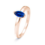 rose gold memorial ring with marquise cut blue sapphire