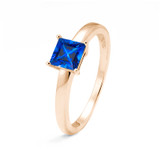 rose gold ashes ring square cut princess blue sapphire