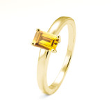 yellow gold  memorial ring with yellow sapphire in emerald cut