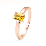 rectangular ashes yellow sapphire gemstone in rose gold