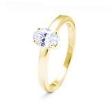 yellow gold ring with oval cut cubic zirconia for ashes or hair