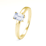 stunning yellow gold memorial ring with emerald cut crystal cubic zirconia