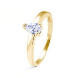 pear shaped cubic zirconia ring in yellow gold