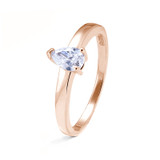 rose gold ring with pear cut crystal