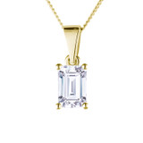 emerald cut rectangular diamond pendant in yellow gold