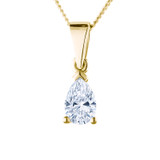 memorial pendant necklace in yellow gold with pear cut diamond