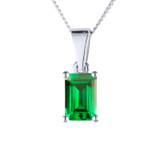 emerald cut emerald sterling silver pendant