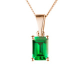 rose gold pendant with emerald cut emerald gemstone