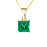 ashes pendant necklace in yellow gold with princess cut square emerald