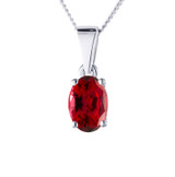 oval cut ruby ashes pendant necklace in silver