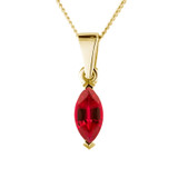 marquise cut ashes ruby gemstone in yellow gold pendant