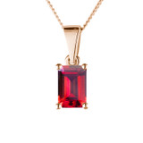 memorial ashes necklace in rose gold with emerald cut ruby