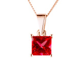rose gold ashes necklace pendant with princess cut ruby