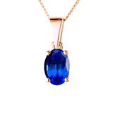 oval cut blue sapphire pendant in rose gold