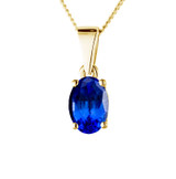 yellow gold memorial ashes pendant with oval cut blue sapphire