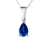 pear shaped blue sapphire ashes pendant in platinum