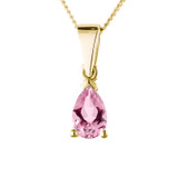 Yellow Gold Memorial Necklace with Pear Cut Pink Sapphire