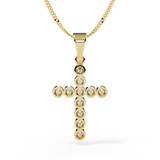 Diamond Bezel Set Cross Ashes Pendant Necklace