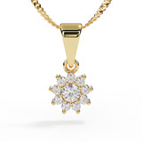 Yellow Gold Cremation Ashes Pendant in Flower Diamond Set Design