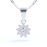 Diamond Flower Cluster Pendant in Silver for Ashes