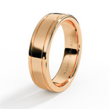 Rose Gold Court Shaped 6mm Ashes Ring with Double Line Engraving Detail