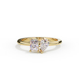 Yellow Gold Diamond Emerald and Pear Cremation Memorial Ring