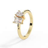 Ashes Memorial Ring in Yellow Gold in Two-Stone Emerald and Pear Cut Design
