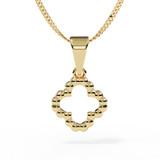 Yellow Gold Ashes or Hair Pendant in Beaded Clover Design