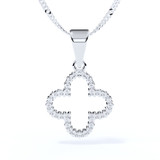 Sterling Silver Clover Pendant for Ashes with Diamonds