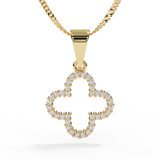 Yellow Gold Diamond Clover Ashes Necklace