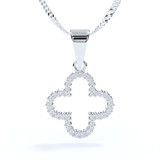 Diamond Clover Memorial Pendant in Silver