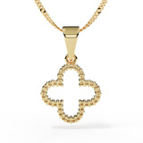 Yellow Gold Diamond Ashes Memorial Necklace in Clover Design