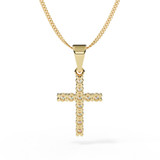 Diamond Ashes Memorial Cross Pendant in Yellow Gold