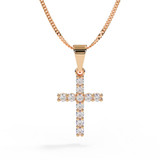 Diamond Cross Pendant with Ashes or Hair in Rose Gold