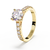 Solitaire Diamond Shoulder Set Yellow Gold Engagement Ashes Memorial Ring