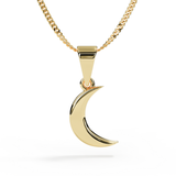 Yellow Gold Crescent Moon Pendant for Cremation Ashes or Hair