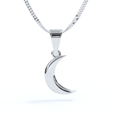 Crescent Moon Ashes Pendant in White Gold
