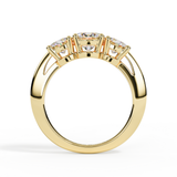 Trilogy Diamond Yellow Gold Ring for Ashes or Hair