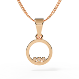 diamond trilogy circle pendant for ashes in rose gold