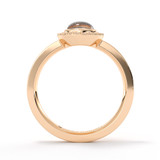 glass and diamond halo rose gold ashes ring