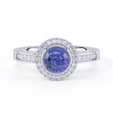 diamond halo with fused glass ashes ring in white gold