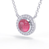 White Gold Ashes Pendant Necklace with Diamonds and Glass Gemstone