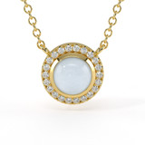 Yellow Gold Diamond and Glass Gemstone Necklace Pendant