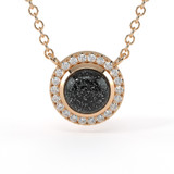 Fused Glass Ashes Pendant in Rose Gold with Diamond Halo