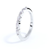 Sterling Silver Marquise Eternity Ashes Ring  with hand-set lab-grown marquise diamonds and a slender D-shaped band.
