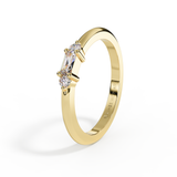 Yellow Gold Ring with Cremation Ashes Diamond in Baguette Cut 