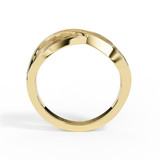Tapered 9ct yellow gold memorial ring with entwined diamond-set rows for ashes or hair