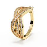 Diamond-set ashes yellow gold memorial ring viewed from the side