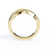Tapered 9ct yellow gold memorial ring with entwined diamond-set rows for ashes or hair