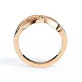 Profile of a rose gold memorial ring showing the tapered shank design